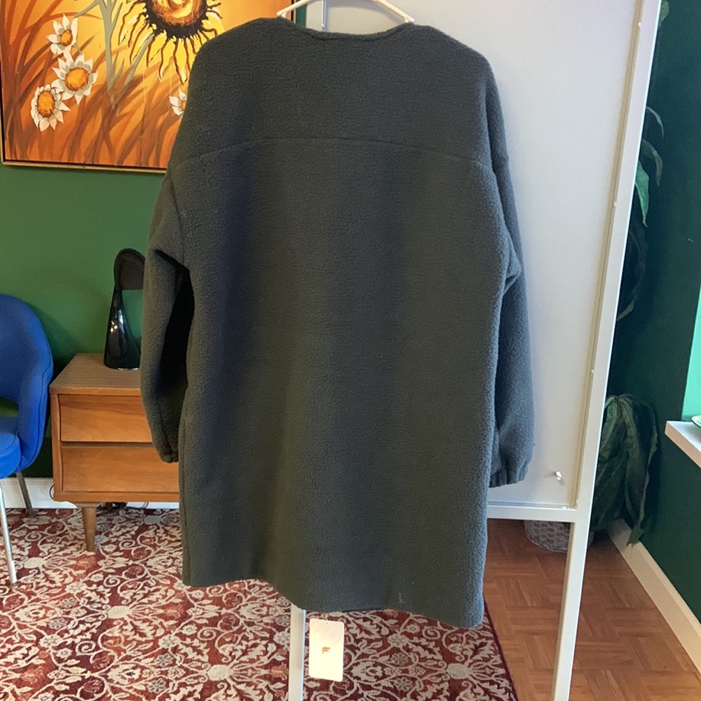 Fabletics Fleece Grey Charcoal Long Jacket Coat Size M new have tag - Picture 5 of 7